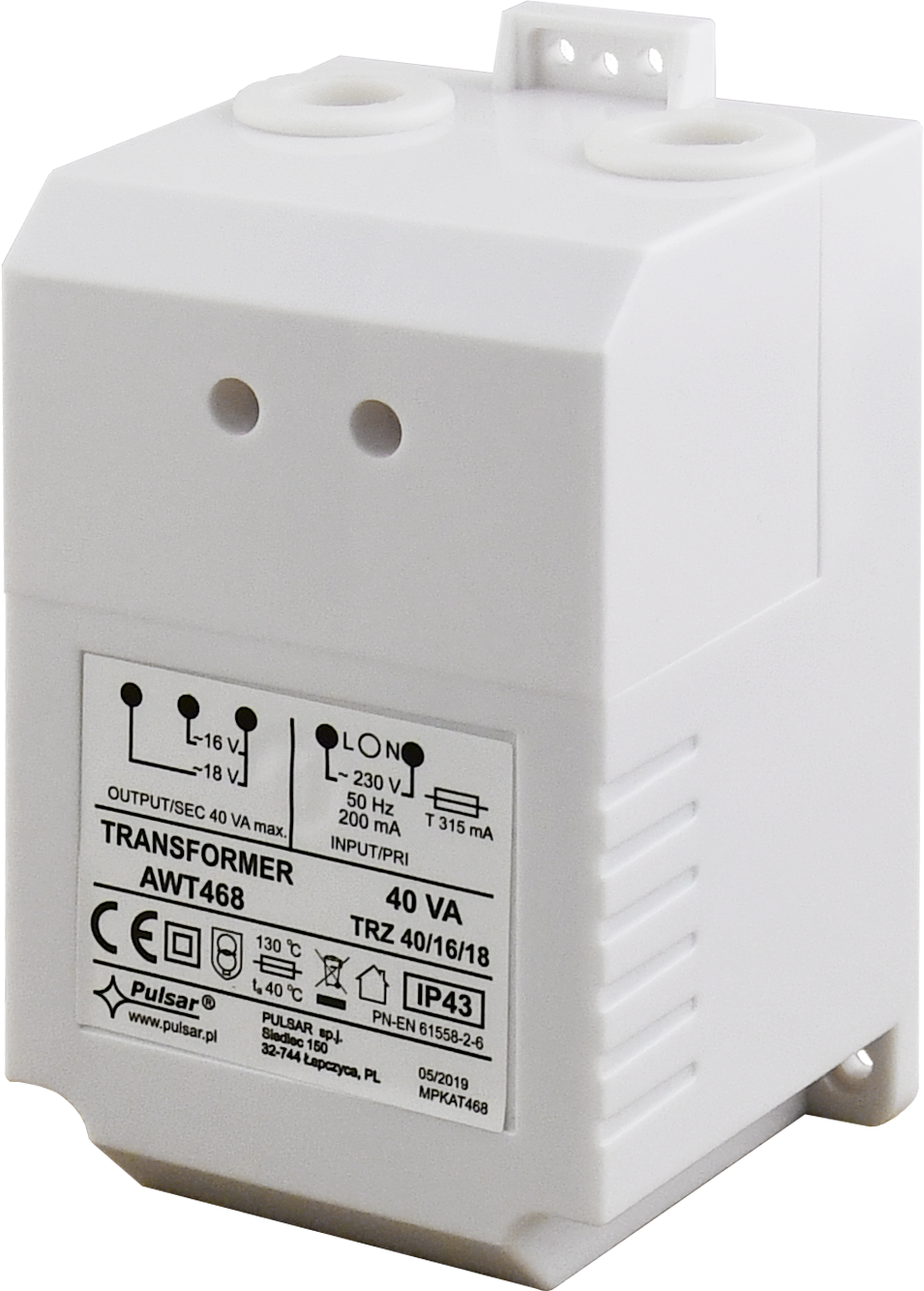 AWT468: Transformer TRZ 40VA/16V/18V