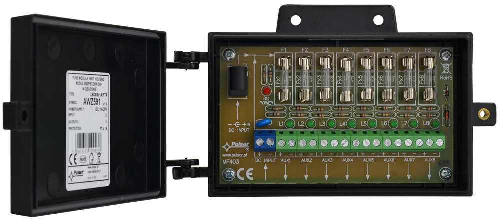 AWZ591: LBC8/8×1A/FTA fuse module with enclosure