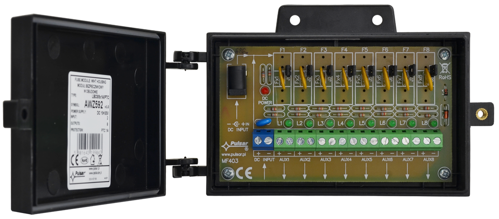 AWZ592: LBC8/8×1A/PTC fuse module with enclosure