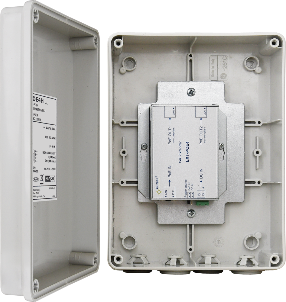 EXT-POE4H: Extender EXT-POE4 in hermetic enclosure