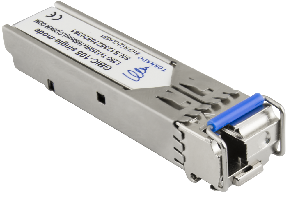 GBIC-105: SFP GBIC-105 module, single-mode, 1,25G, Tx:1310 / Rx:1550, LC, 20KM, DDM (TORNADO)
