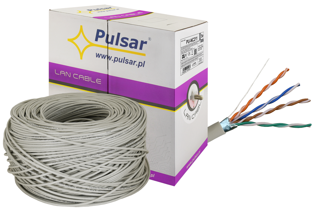 PU-NC211: Shielded twisted pair wire, F/UTP, PVC, cat 5e, 24AWG, Cu, Eca, 305m (inside)