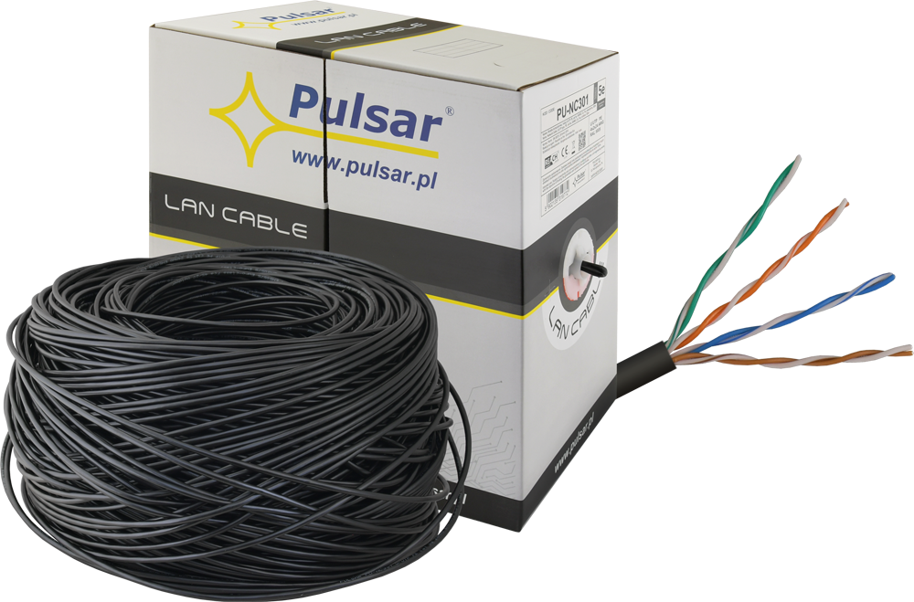 PU-NC301: Twisted pair wire, U/UTP, cat 5e, 24AWG, Cu, Fca, 305m (outside)
