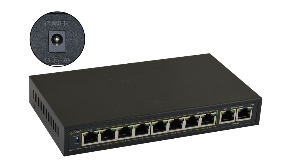 S108WP: S108WP 10-port PoE switch for 8 IP cameras without power supply