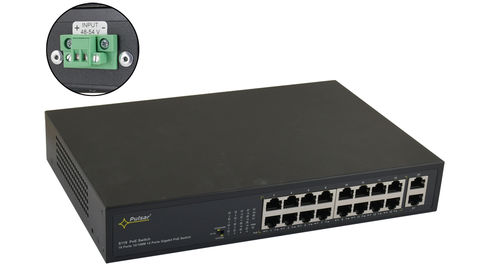 S116WP: S116WP 16-port PoE switch for 16 IP cameras without power supply