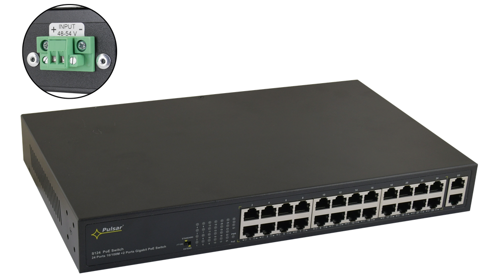 S124WP: S124WP 24-port PoE switch for 24 IP cameras without power supply