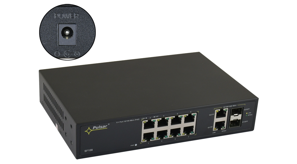 SF108WP: SF108WP 12-port PoE switch for 8 IP cameras without power supply
