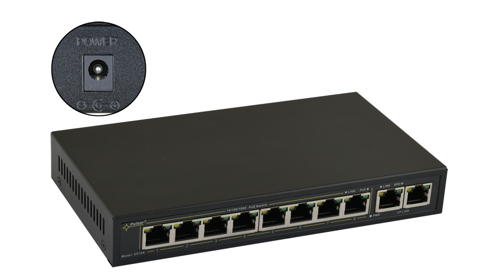 SG108WP: SG108WP 10-port PoE switch for 8 IP cameras without power supply