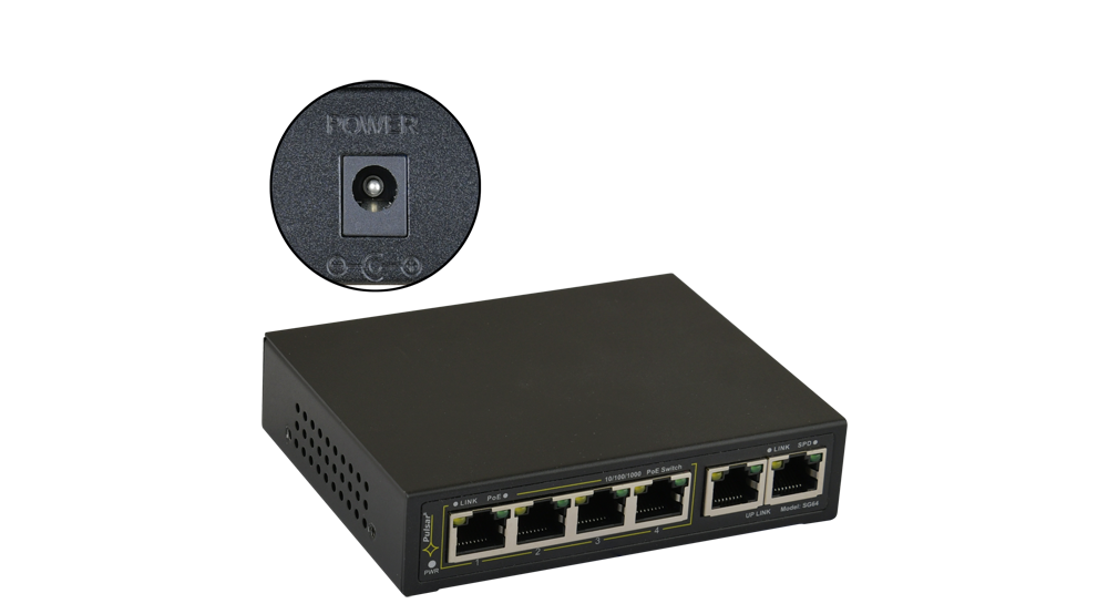 SG64WP: SG64WP 6-port PoE switch for 4 IP cameras without power supply